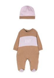 Fay Kids intarsia-logo pajama and beanie set - Nude