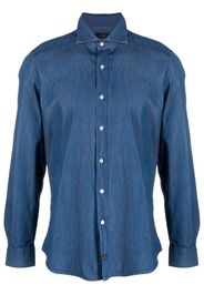 Fay slim-fit denim cotton shirt - Blau