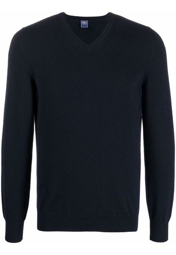 Fedeli V-neck cashmere jumper - Blau