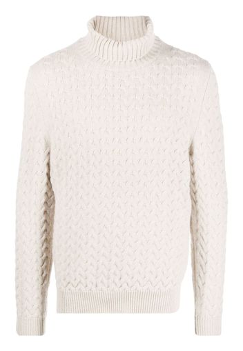 Fedeli Rollkragenpullover mit Zopfmuster - Nude