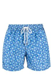 Fedeli Badeshorts mit Kugelfisch-Print - Blau