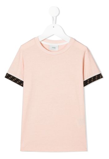 Fendi Kids T-Shirt mit Logo-Bündchen - Rosa