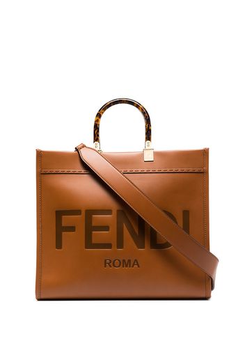 Fendi FENDI SUNSHINE LOGO LTHR TOTE - Braun