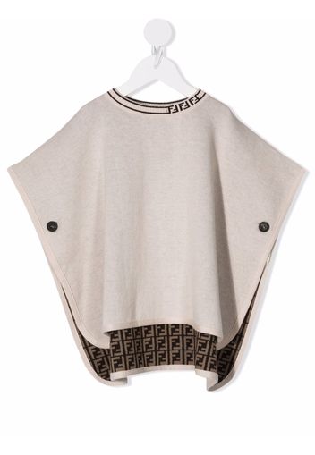 Fendi Kids Poncho mit Monogramm - Nude