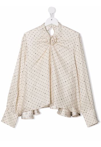 Fendi Kids TEEN polka-dot flared silk blouse - Nude