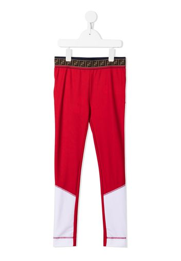 Fendi Kids Leggings mit Monogramm-Bund - Rot