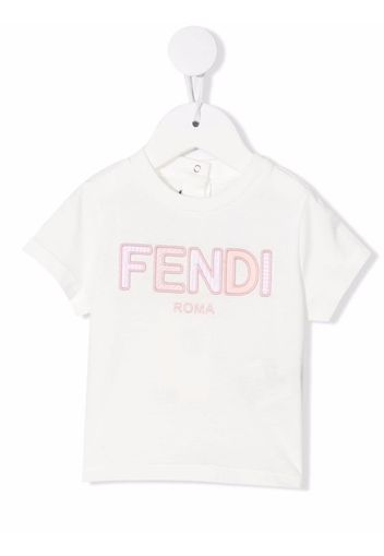 Fendi Kids embroidered-logo T-shirt - Weiß