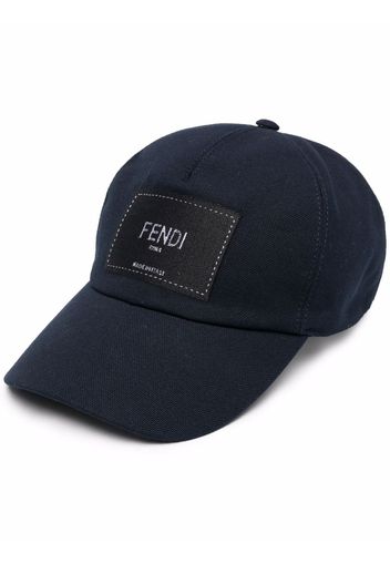 Fendi logo-patch cotton cap - Blau