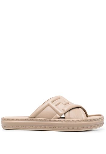 Fendi FF logo-embossed slide sandals - Nude