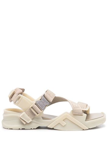 Fendi logo-embossed strap sandals - Nude