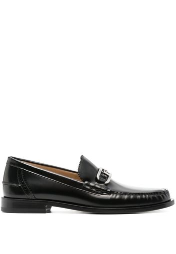 Fendi FF-plaque leather loafers - Schwarz