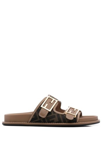 FENDI logo-print leather sandals - Grün