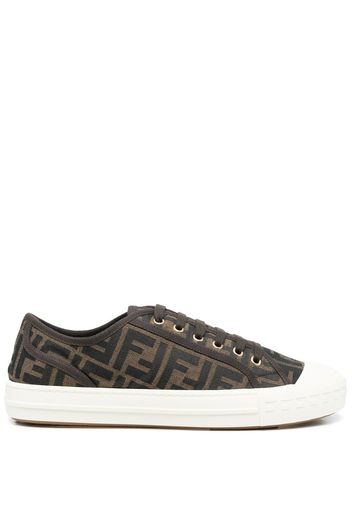 Fendi jacquard-logo low-top sneakers - Braun