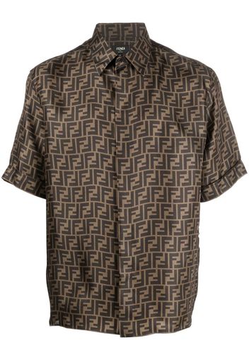 Fendi FF-logo print silk shirt - F1440 FANGO TABACCO