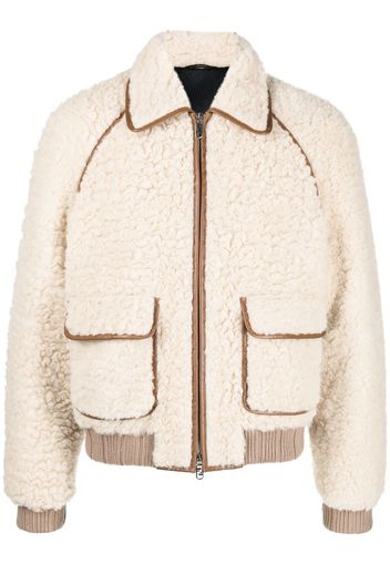 Fendi two-way zip shearling jacket - Nude