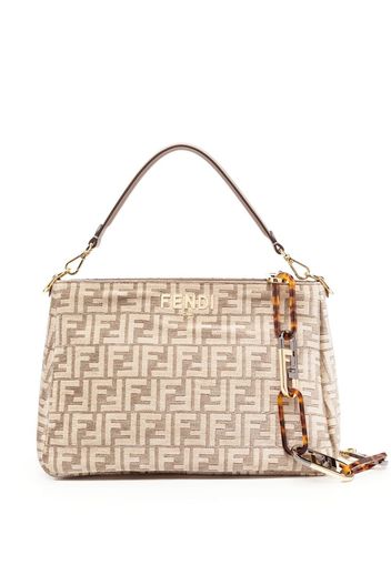 Fendi O'Lock monogram-jacquard shoulder bag - Nude