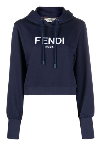 Fendi logo-print drawstring hoodie - Blau