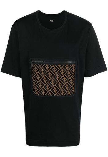 Fendi T-Shirt mit FF-Tasche - Schwarz