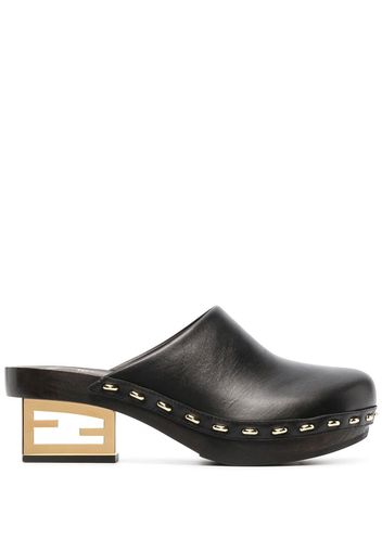 Fendi logo block-heel mules - Schwarz