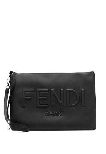 Fendi Clutch mit Logo-Prägung - Schwarz