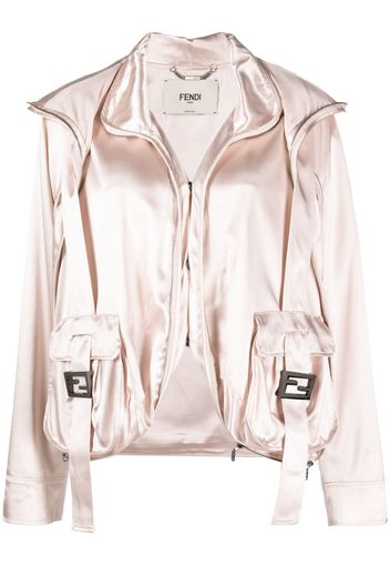 Fendi FF-buckle zipped jacket - Nude