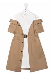 Fendi Kids layered cold-shoulder dress - Nude