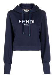 Fendi logo-print drawstring hoodie - Blau