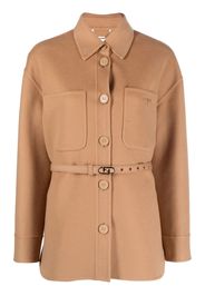 Fendi logo-buckle single-breasted coat - Braun