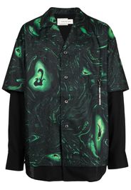 Feng Chen Wang swirl-print layered shirt - Grün