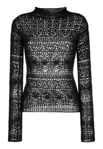 Ferragamo guipure lace long-sleeve top - Schwarz