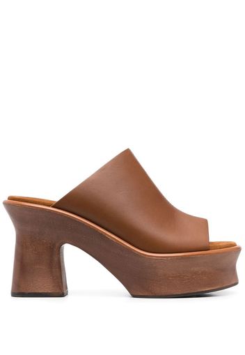 Ferragamo peep-toe platform leather mules - Braun