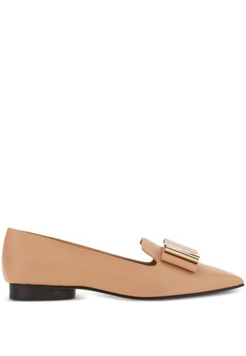 Ferragamo bow-detailing leather loafers - Nude