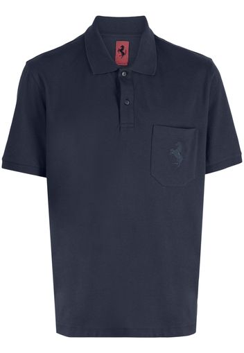 Ferrari logo-patch short-sleeved polo shirt - Blau