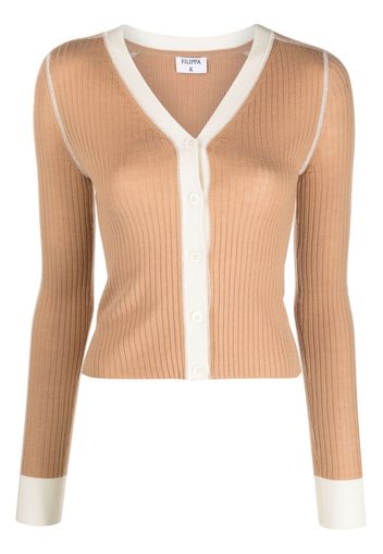 Filippa K Gerippter Cardigan mit V-Ausschnitt - Nude