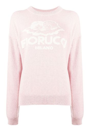 Fiorucci Intarsien-Pullover mit Logo - Rosa