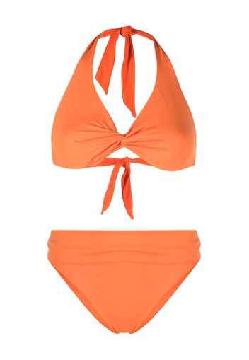 Fisico twist-detail halterneck bikini - Orange