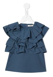 Fith ruffle-trimmed short-sleeve blouse - Blau