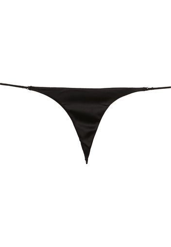 Fleur Du Mal 'Luxe' String-Tanga aus Seide - Schwarz