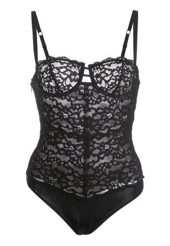 Fleur Du Mal 'Charlotte' Spitzen-Body - Schwarz