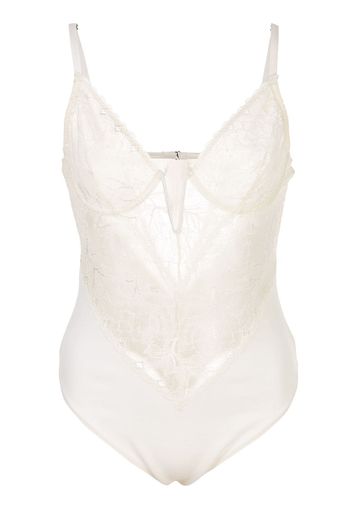 Fleur Du Mal 'Gardenia' Body aus Spitze - Weiß