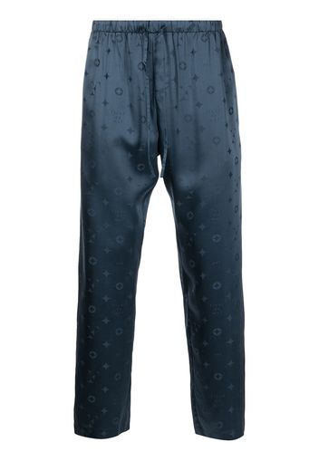 Fleur Du Mal Pyjama-Hose aus Seiden-Jacquard - Blau