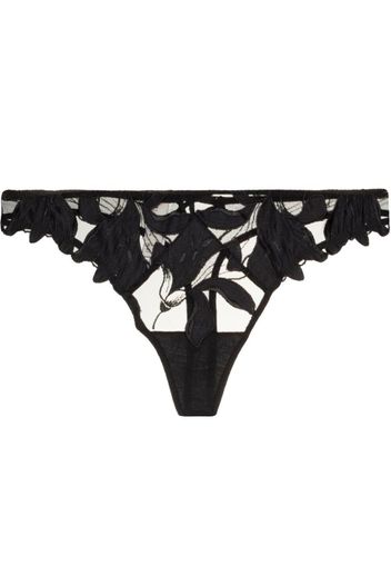 Fleur Du Mal Lily Tanga mit Stickerei - Schwarz