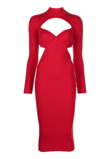 Fleur Du Mal Midikleid mit Cut-Out - Rot