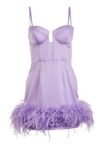 Fleur Du Mal feather-trimmed silk dress - Violett