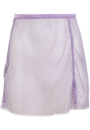 Fleur Du Mal crystal-embellished fishnet skirt - Violett