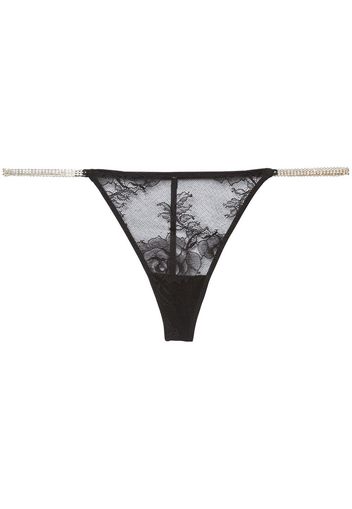 Fleur Du Mal G-String mit Kristallen - Schwarz