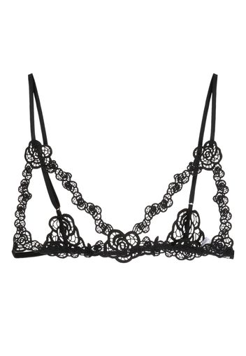 Fleur Du Mal floral-detail guipure bralette - Schwarz