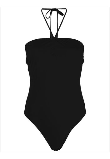 Fleur Du Mal halterneck ruched jersey bodysuit - Schwarz