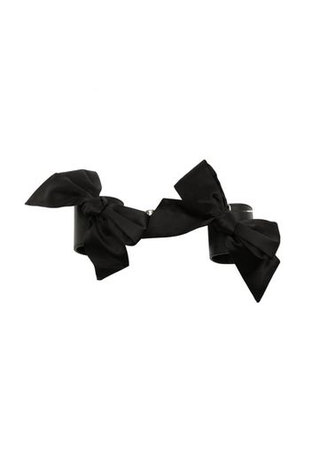 Fleur Du Mal bow-detail leather cuffs - Schwarz