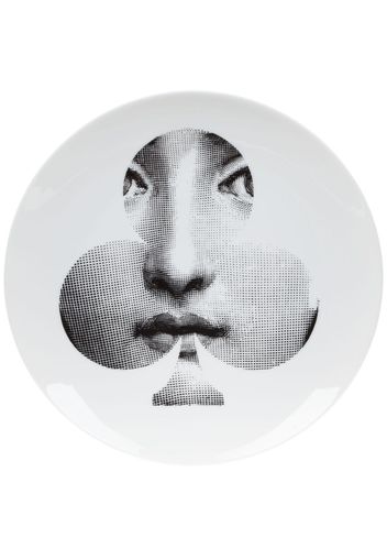 Fornasetti Teller mit Gesicht-Print - Weiß